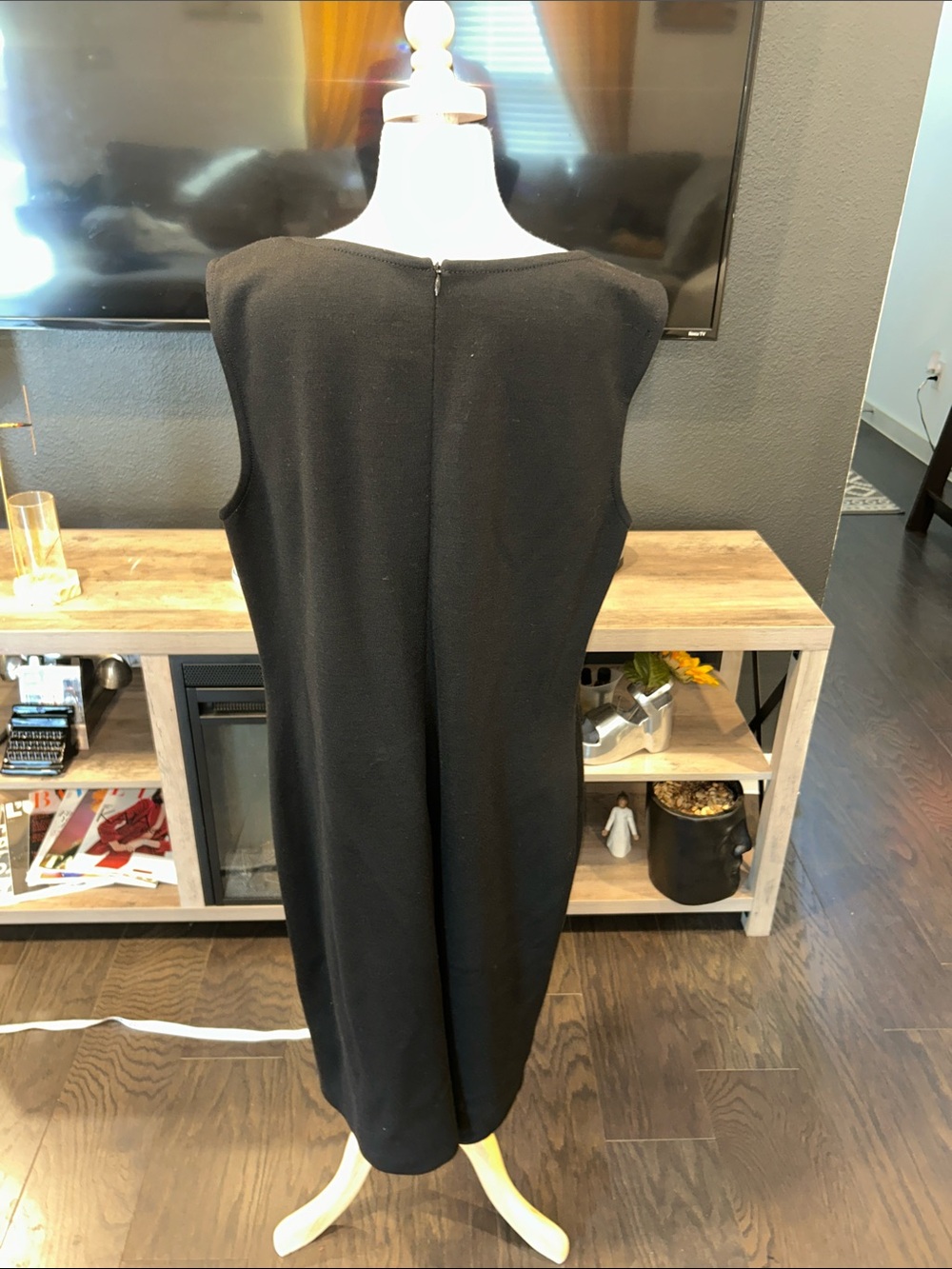 St. John Sleek Black Sleeveless Midi Dress - Picture 3 of 8